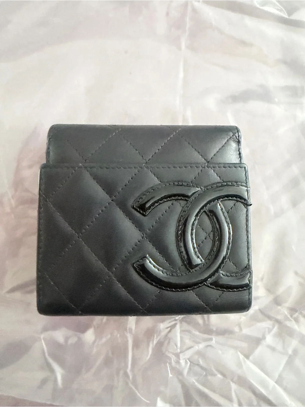CHANEL Black Quilted cambon Leather Card Holder with CC Emblem